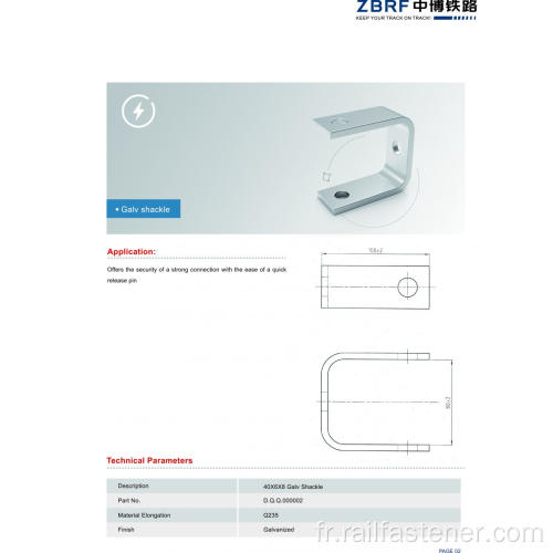 Manille galv se connectant pour l&#39;alimentation